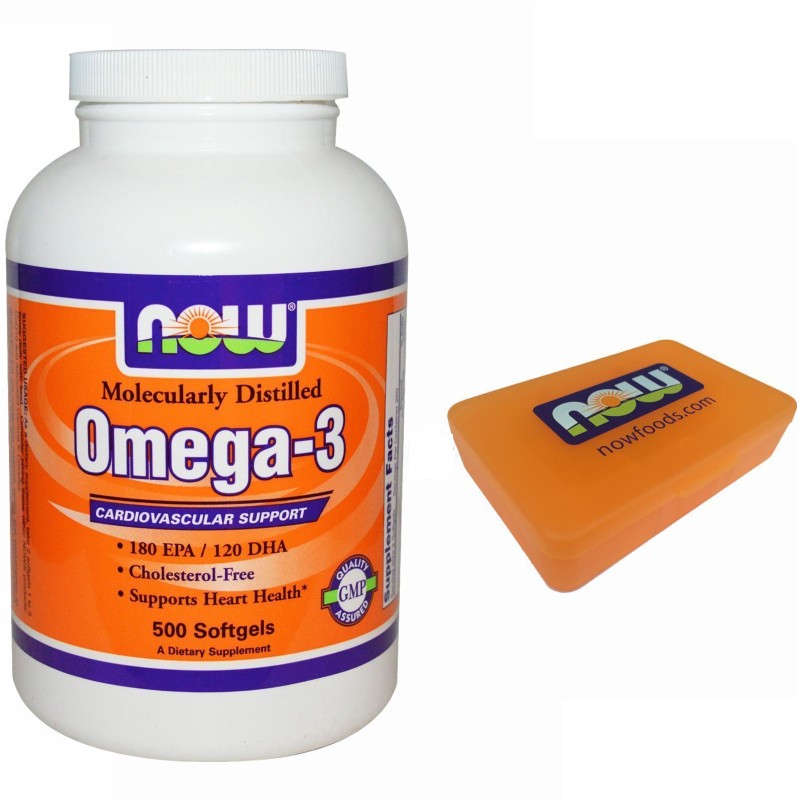 NOW FOODS Omega 3 500 Softgels Olio DI Pesce EPA DHA no COLESTEROLO salute cuore OMEGA 3