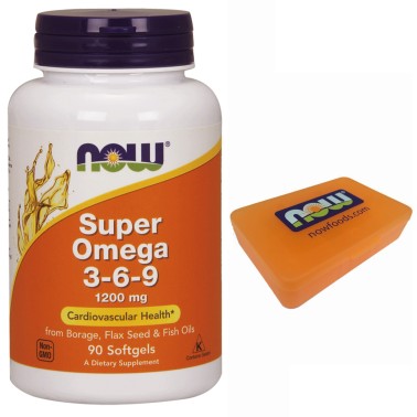 NOW FOODS Super OMEGA 3 6 9 180 perle 1200 mg Anti Colesterolo per Salute Cuore OMEGA 3