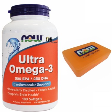 NOW FOODS Ultra Omega 3 180 perle Olio pesce DHA EPA - No colesterolo - Salute Cuore OMEGA 3
