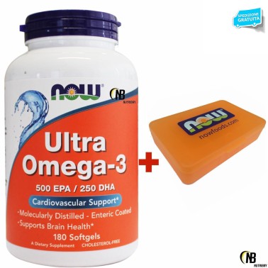 NOW FOODS Ultra Omega 3 180 perle Olio pesce DHA EPA - No colesterolo - Salute Cuore OMEGA 3