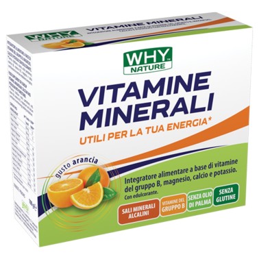 WHY NATURE Vitamine e minerali - privo di glutine ed olio di palma - Gusto Arancia - 10 bustine da 10 g cad. VITAMINE
