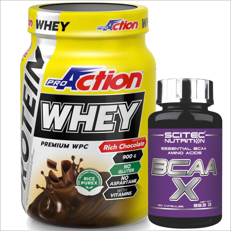 PROACTION Whey 900 gr Proteine del siero del latte + 120 Aminoacidi scitec in vendita su Nutribay.it