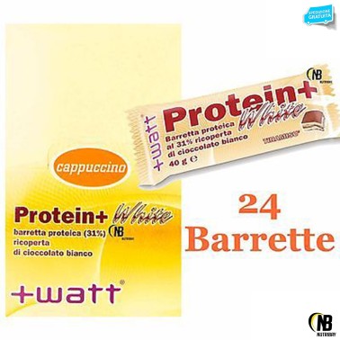 +WATT Protein+ White 24 Barrette Proteiche Con Proteine Del Siero Del Latte Whey BARRETTE ENERGETICHE