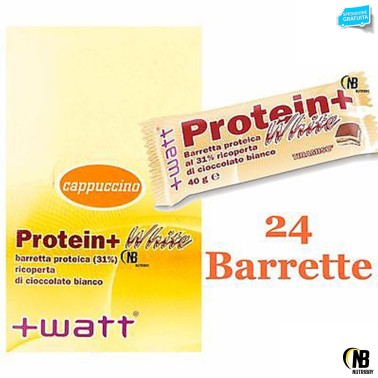 +WATT Protein+ White 24 Barrette Proteiche Con Proteine Del Siero Del Latte Whey BARRETTE ENERGETICHE