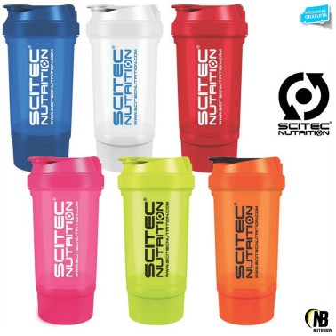 SCITEC NUTRITION SHAKER PER INTEGRATORI CON 2 SCOMPARTI ACCESSORI