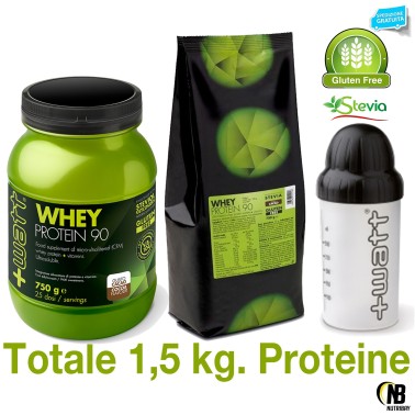 +WATT WHEY PROTEIN 90 2x 750 gr ( 1,5 kg.) PROTEINE DEL SIERO DEL LATTE ISOLATE PROTEINE