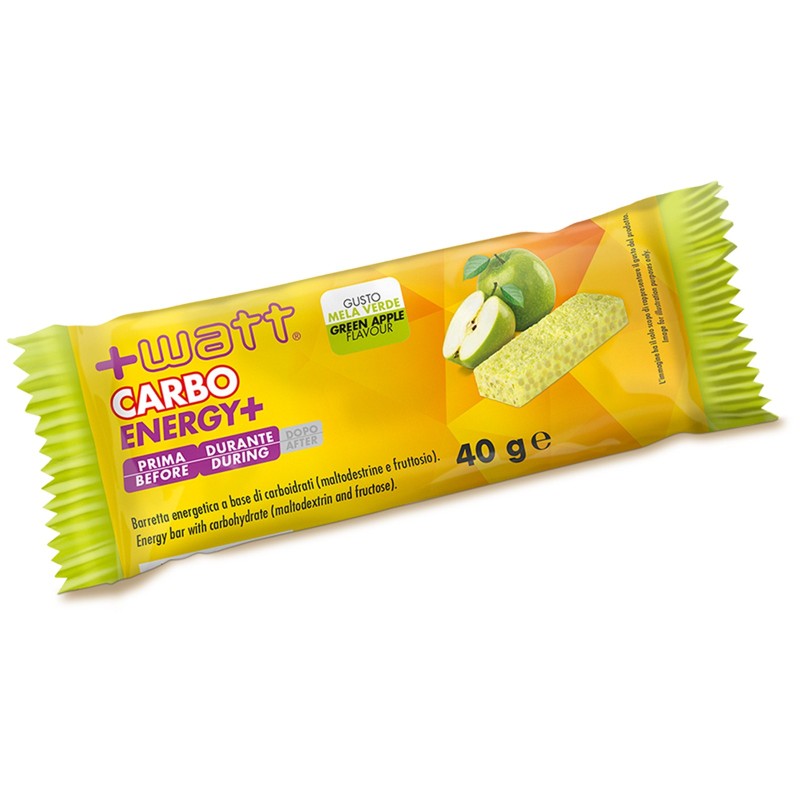 +WATT CARBO+ 20 Barrette Energetiche con Maltodestrine Gusto MELA VERDE BARRETTE ENERGETICHE