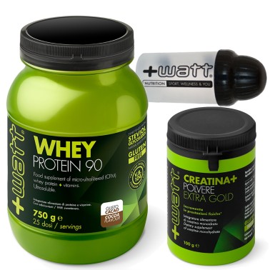 +WATT WHEY PROTEINE 90 750gr Proteine Isolate Del Siero + Creatina Extra +SHAKER PROMO PACK!