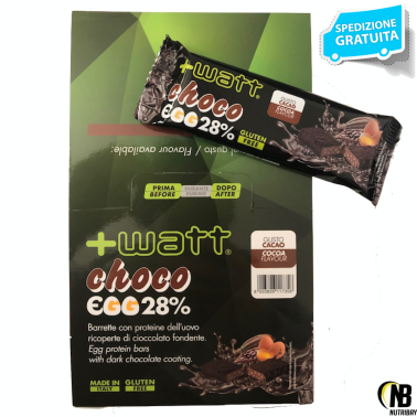 +WATT Choco Egg 28% 24 Barrette Proteiche da 40 gr con Proteine dell Uovo BARRETTE ENERGETICHE