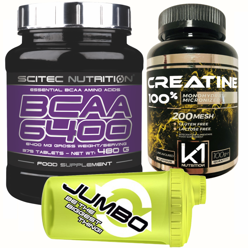 SCITEC NUTRITION BCAA 6400 Aminoacidi Ramificati 375cpr +100% creatine creatina AMINOACIDI BCAA