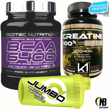 SCITEC NUTRITION BCAA 6400 Aminoacidi Ramificati 375cpr +100% creatine creatina AMINOACIDI BCAA