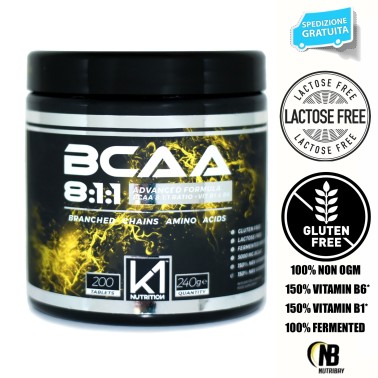 K1 Nutrition BCAA 8:1:1 200 cpr Aminoacidi Ramificati 811 con Vitamina B1 e B6 AMINOACIDI BCAA 8.1.1