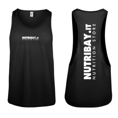 NUTRIBAY TOP TANK CANOTTIERA DA PALESTRA NERA ABBIGLIAMENTO