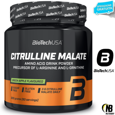 Biotech Usa Citrulline Malate 300 gr Integratore di Citrullina Malato in polvere TONICI