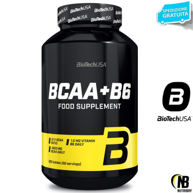Biotech Bcaa + b6 200 cpr. Aminoacidi Ramificati 2:1:1 da 1 gr. + Vitamina B6 AMINOACIDI BCAA