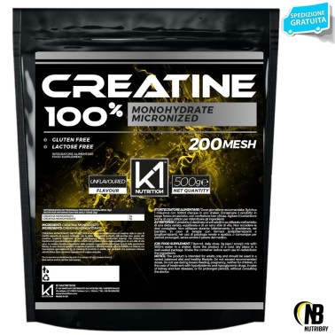 K1 Nutrition 100% Creatine 500 gr Creatina Monoidrato Micronizzata 200 Mesh CREATINA