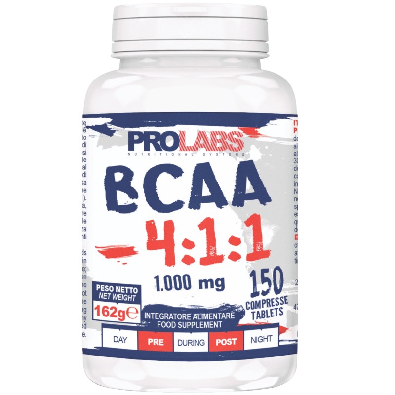 Prolabs BCAA 4:1:1 150 cpr Aminoacidi Ramificati 411 Extra Leucina + Vitamine AMINOACIDI 3.1.2 - 4.1.1 - 10.1.1 - 12.1.1