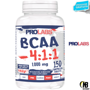 Prolabs BCAA 4:1:1 150 cpr Aminoacidi Ramificati 411 Extra Leucina + Vitamine AMINOACIDI 3.1.2 - 4.1.1 - 10.1.1 - 12.1.1