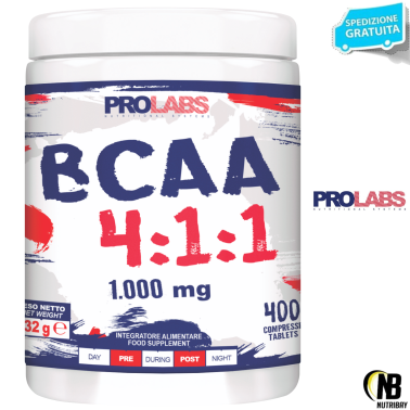 Prolabs BCAA 4:1:1 400 cpr Aminoacidi Ramificati 411 Extra Leucina + Vitamine AMINOACIDI 3.1.2 - 4.1.1 - 10.1.1 - 12.1.1