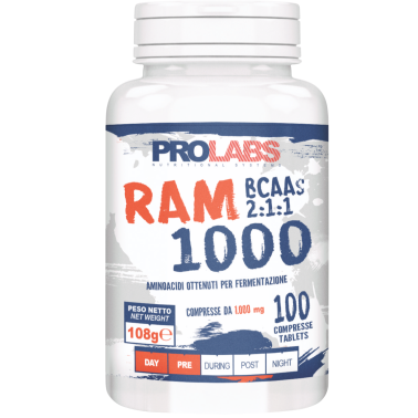 PROLABS Ram 1000 100 Compresse da 1g Aminoacidi Ramificati Bcaa con Vitamina B6 AMINOACIDI BCAA