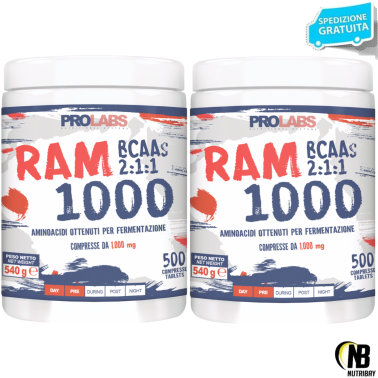 PROLABS Ram 1000 2 X 500 Compresse da 1g Aminoacidi Ramificati Bcaa con VIT. B6 AMINOACIDI BCAA