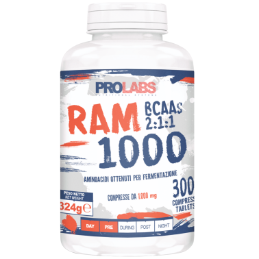 Prolabs Ram 1000 300 Compresse da 1g Aminoacidi Ramificati Bcaa con Vitamina B6 AMINOACIDI BCAA