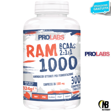 Prolabs Ram 1000 300 Compresse da 1g Aminoacidi Ramificati Bcaa con Vitamina B6 AMINOACIDI BCAA