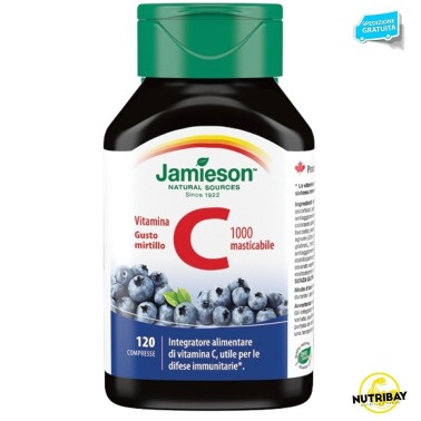 JAMIESON Vitamina C 1000 Masticabile 120 cpr. Gusto MIRTILLO VITAMINE