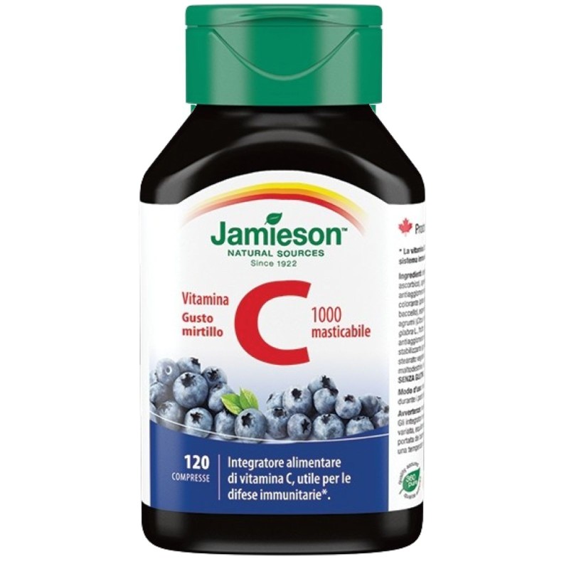 JAMIESON Vitamina C 1000 Masticabile 120 cpr. Gusto MIRTILLO VITAMINE