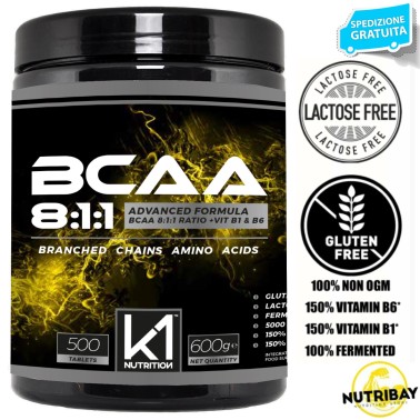 K1 Nutrition BCAA 8:1:1 500 cpr Aminoacidi Ramificati 811 con Vitamina B1 e B6 AMINOACIDI BCAA 8.1.1