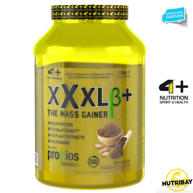 4+ Nutrition XXXL+ 1,5 kg Mega Mass Gainer per aumento Massa GAINERS AUMENTO MASSA