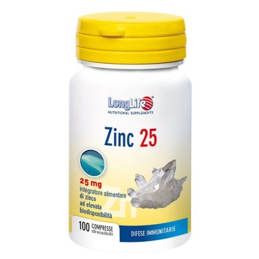 LONG LIFE ZINC 25 100 cpr in vendita su Nutribay.it