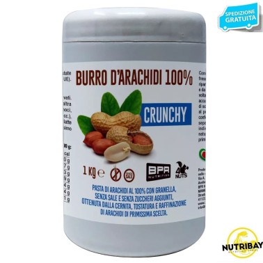 BPR NUTRITION Burro D'Arachidi 100% CRUNCHY 1 kg AVENE - ALIMENTI PROTEICI