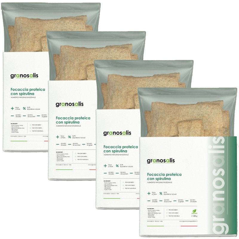 GRANOSALIS FOCACCIA PROTEICA CON ALGA SPIRULINA 4 X 200 gr AVENE - ALIMENTI PROTEICI