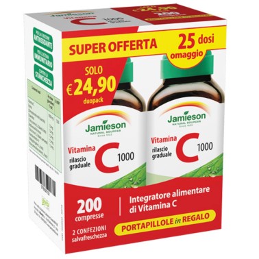 Jamieson Vitamina C1000 timed release, 200 cpr Duo Pack + portapillole Omaggio in vendita su Nutribay.it