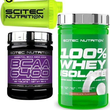 SCITEC NUTRITION 100% Whey Isolate 700gr.+125 BCAA 6400 + SHAKER PROTEINE