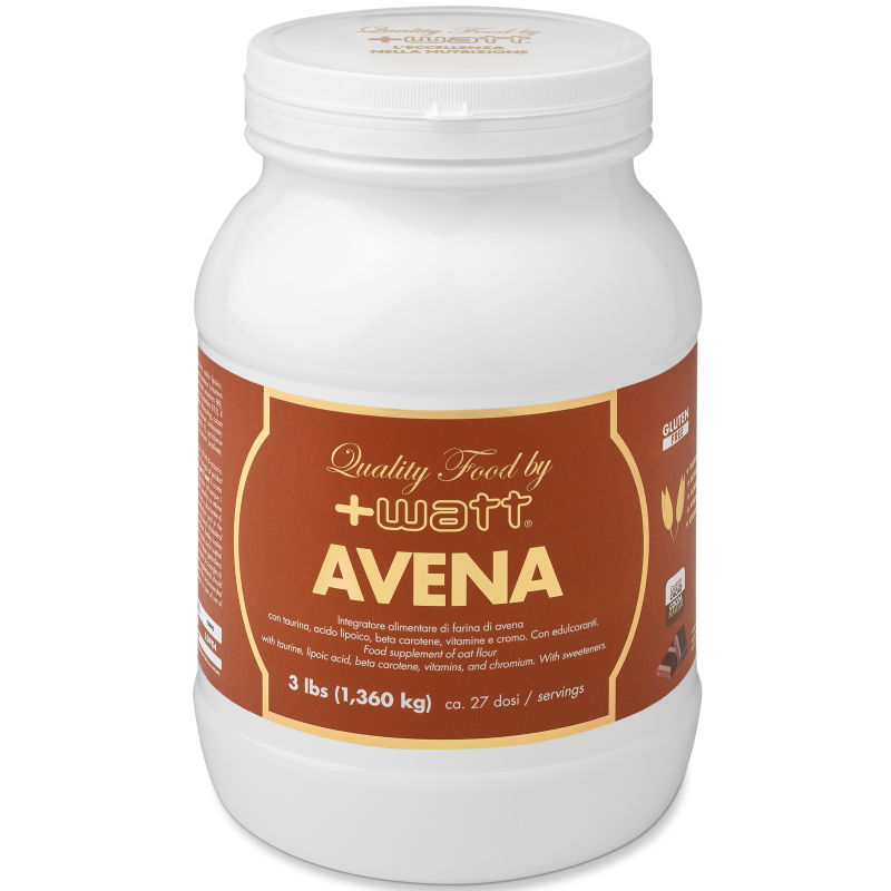 +Watt Farina di Avena senza Glutine 1,36 kg con taurina acido lipoico Q10 vitamine e cromo picolinato AVENE - ALIMENTI PROTEICI