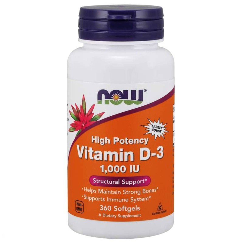 NOW FOODS VITAMIN D3 - 1000 360 PERLE VITAMINE