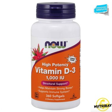 NOW FOODS VITAMIN D3 - 1000 360 PERLE VITAMINE